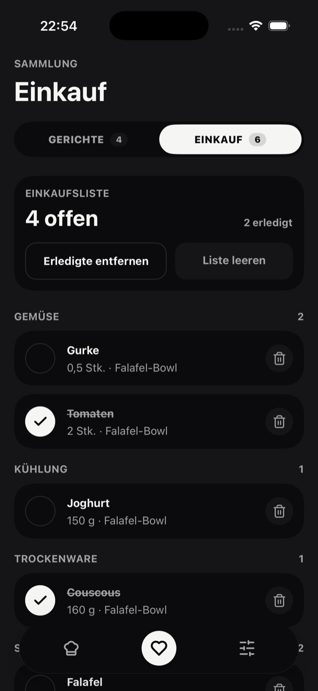 Cuisivo App – Einkaufsliste